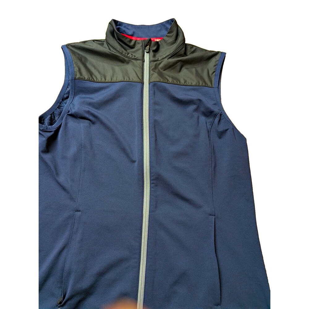 PUMA Men’s Lg Blue/Black Full 2 Way Zip Softshell Vest Stand-Up Collar Golf